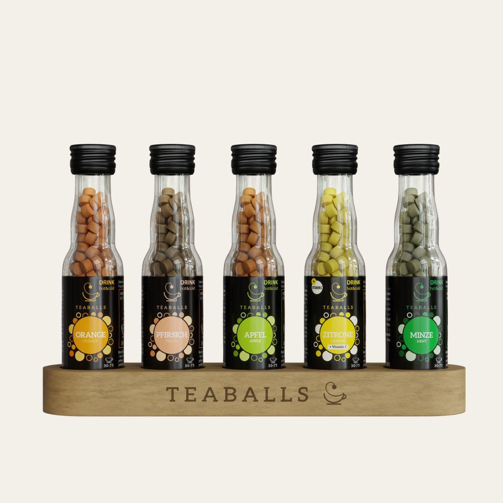 TEABALLS Fruchtige Teekugel Lifestyle Bundle: A vibrant and colorful set of fruity tea balls in a stylish packaging